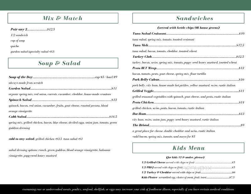 Bloom Cafe And Listening Room - Bristol, TN menu_pic