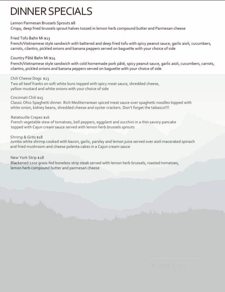 Brown County Inn - Corn Crib Lounge - Nashville, IN menu_pic