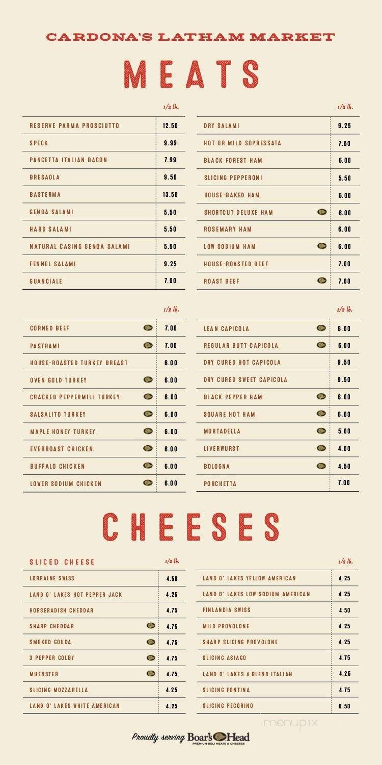 Cardona's Market - Latham, NY menu_pic
