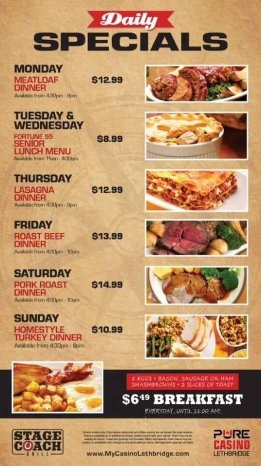 Casino Lethbridge - Lethbridge, AB menu_pic