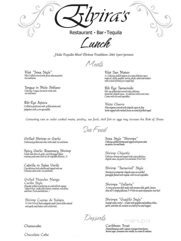 Elvira's Restaurant - Tubac, AZ menu_pic