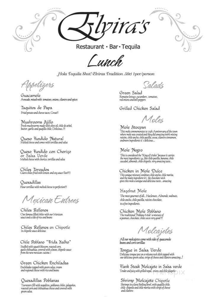 Elvira's Restaurant - Tubac, AZ menu_pic