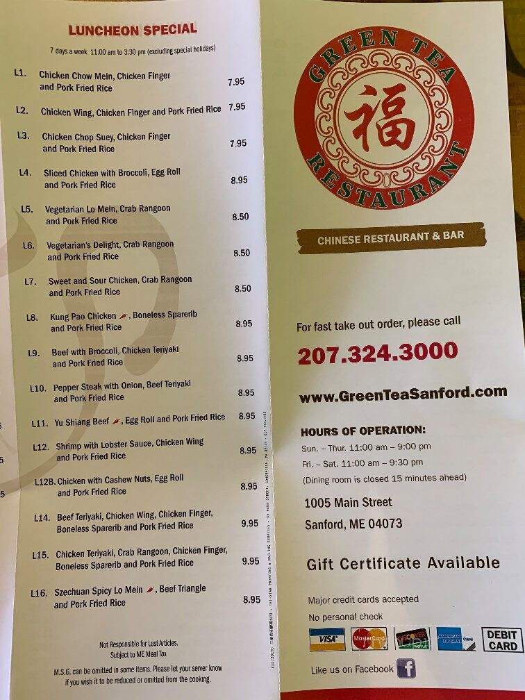 Green Tea - Sanford, ME menu_pic