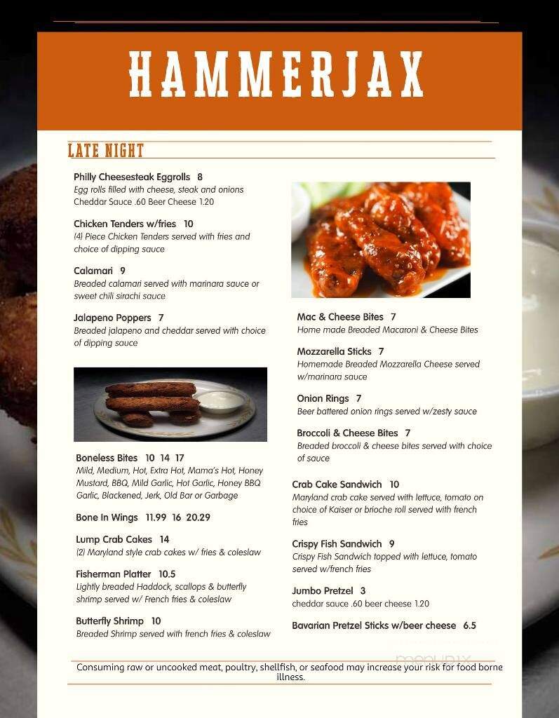 Hammerjax Bar & Grill - Clifton, PA menu_pic