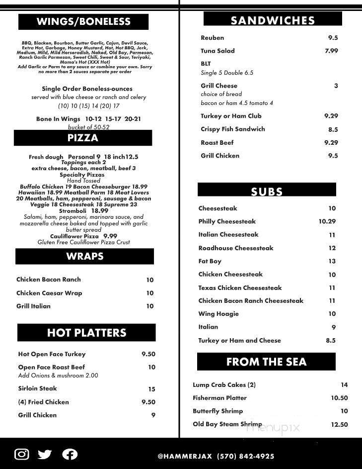 Hammerjax Bar & Grill - Clifton, PA menu_pic