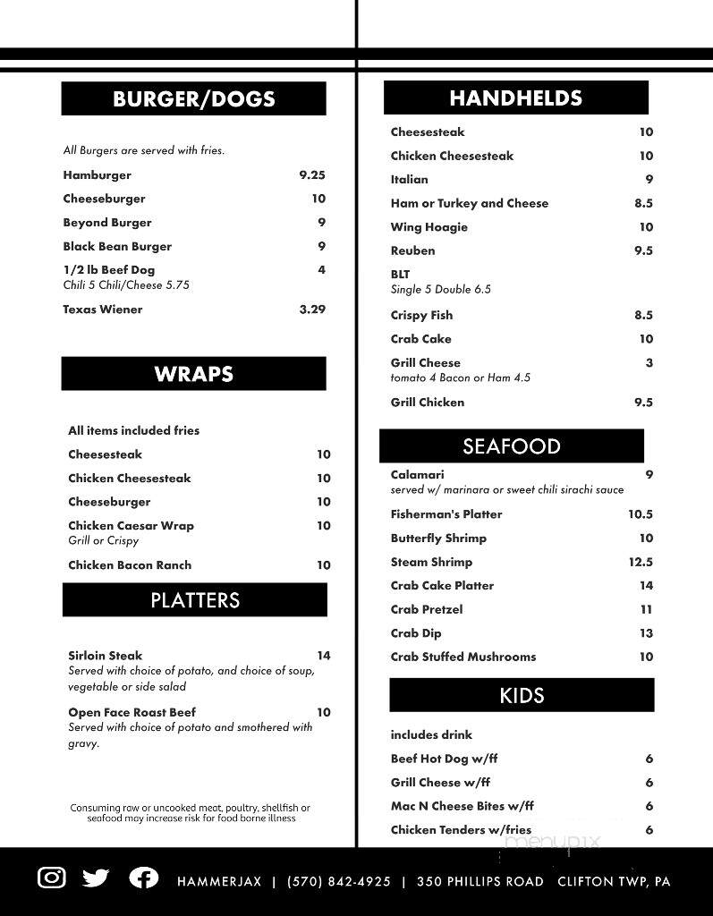 Hammerjax Bar & Grill - Clifton, PA menu_pic