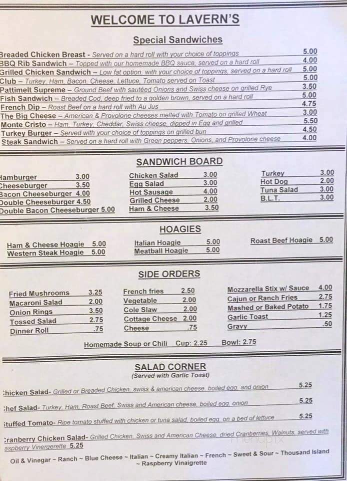 Lavern's Place - Waynesburg, PA menu_pic