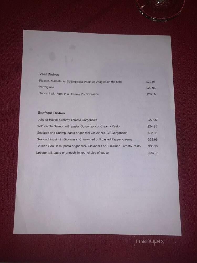 Giovanni's Italian Restaurant - Greenville, SC menu_pic