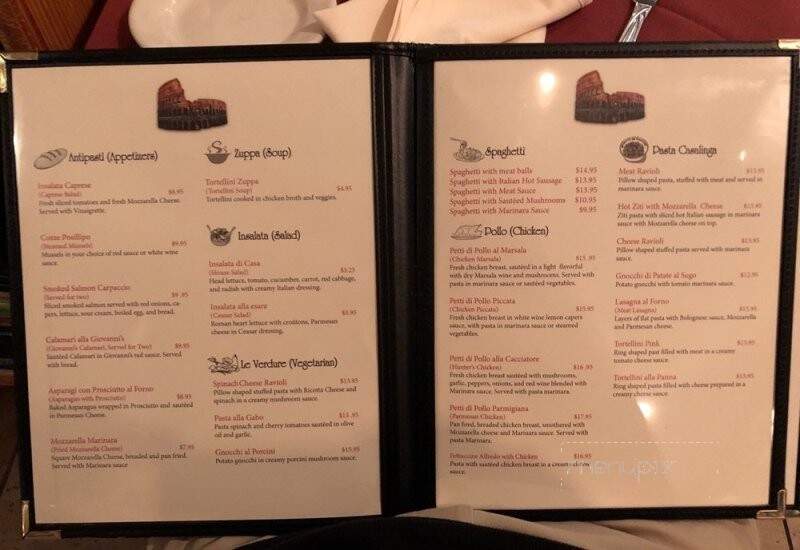 Giovanni's Italian Restaurant - Greenville, SC menu_pic