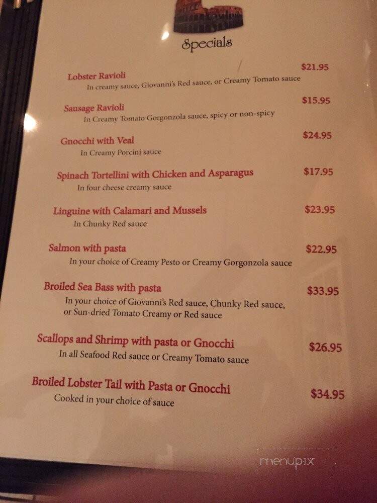 Giovanni's Italian Restaurant - Greenville, SC menu_pic