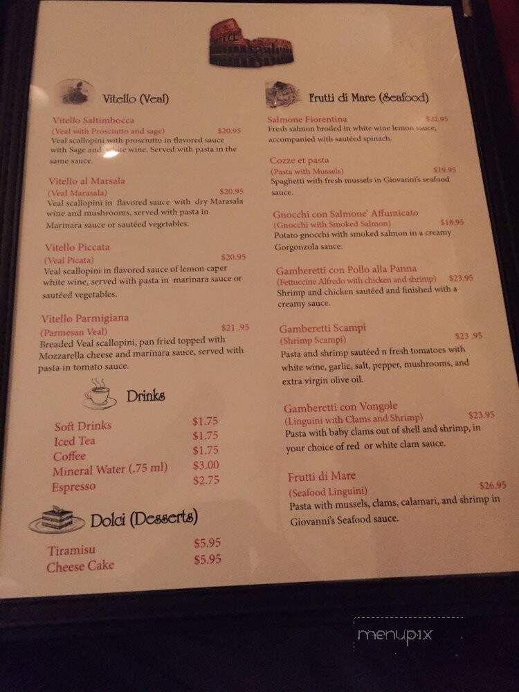 Giovanni's Italian Restaurant - Greenville, SC menu_pic