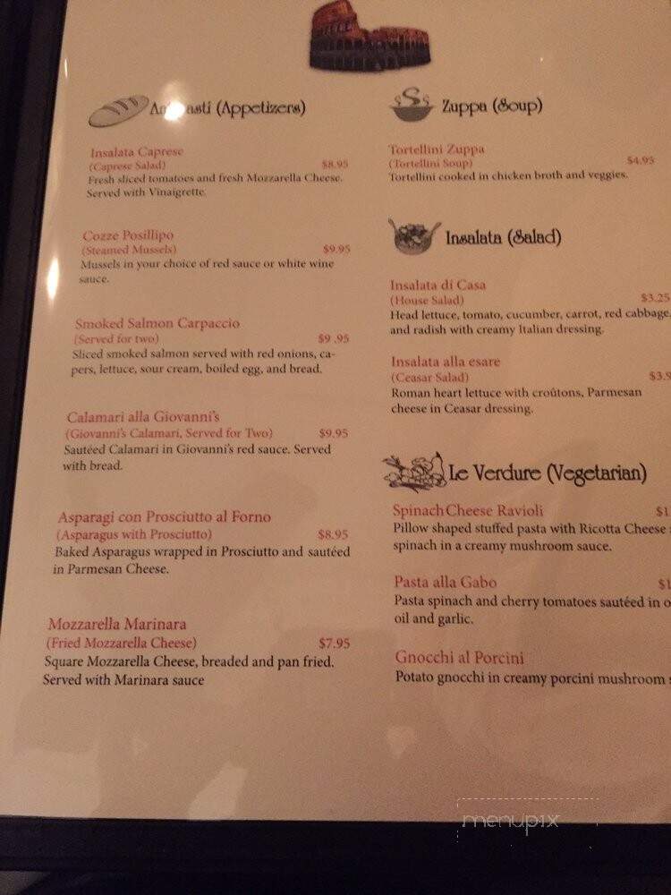 Giovanni's Italian Restaurant - Greenville, SC menu_pic