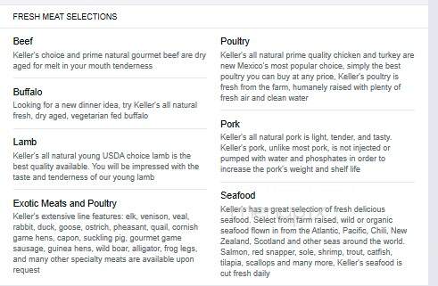 Keller's Farm Stores - Albuquerque, NM menu_pic