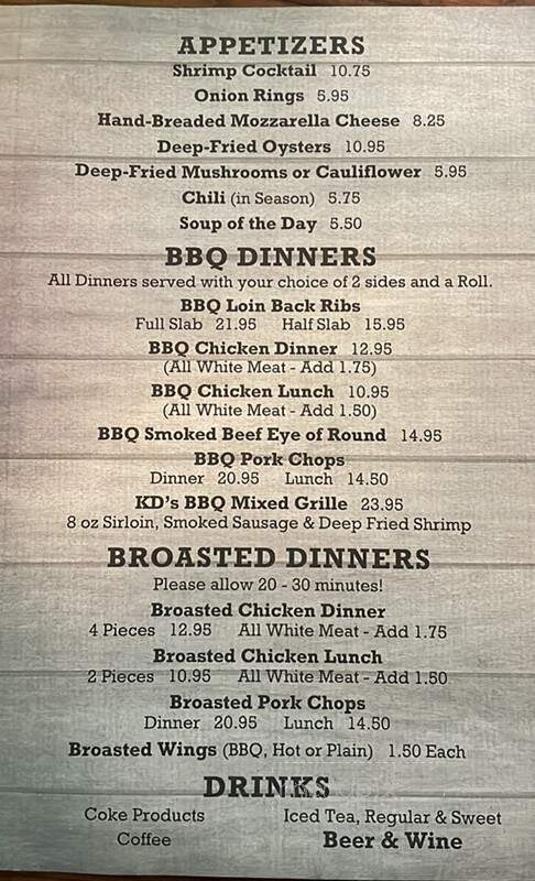 K D's Kettering Bar-B-Q - Dayton, OH menu_pic