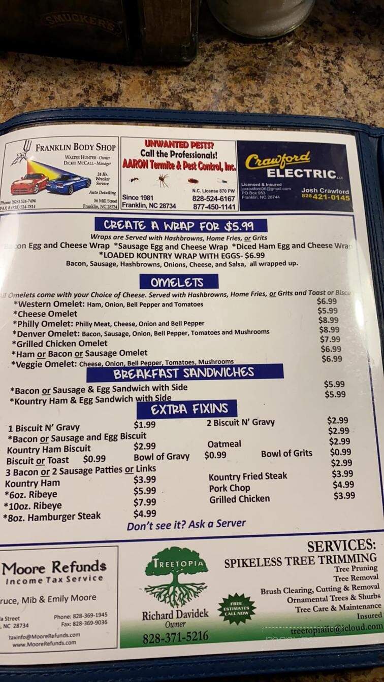 Kountry Kitchen - Franklin, NC menu_pic
