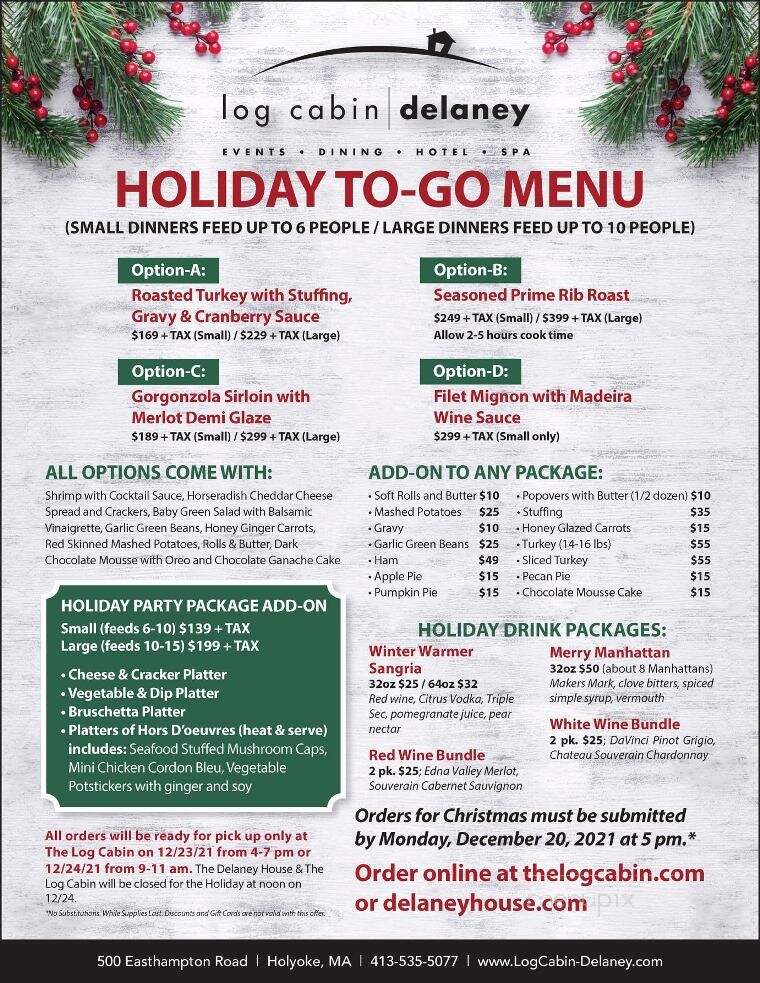 Delaney House - Holyoke, MA menu_pic