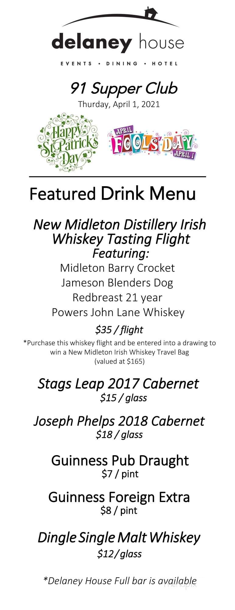 Delaney House - Holyoke, MA menu_pic