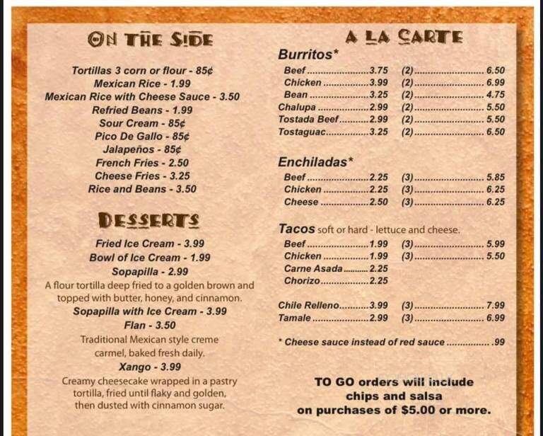 Los Charros - Carthage, IL menu_pic