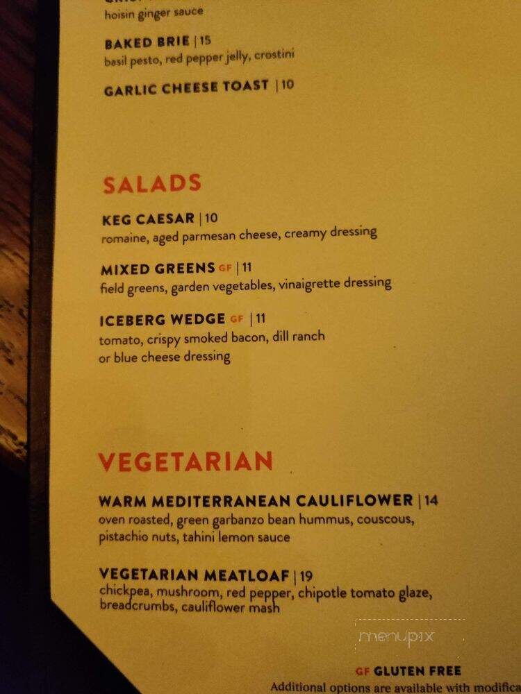 Keg Steakhouse & Bar - Coquitlam, BC menu_pic