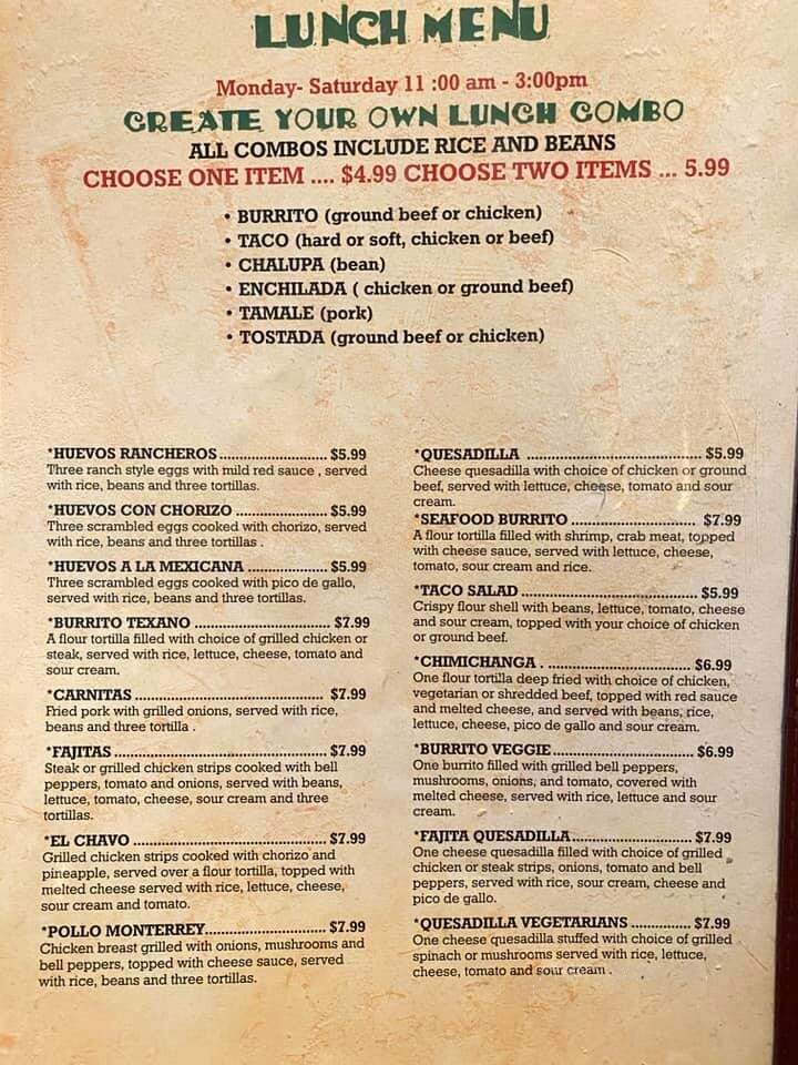 El Pueblito Mexican Cuisine - Uhrichsville, OH menu_pic
