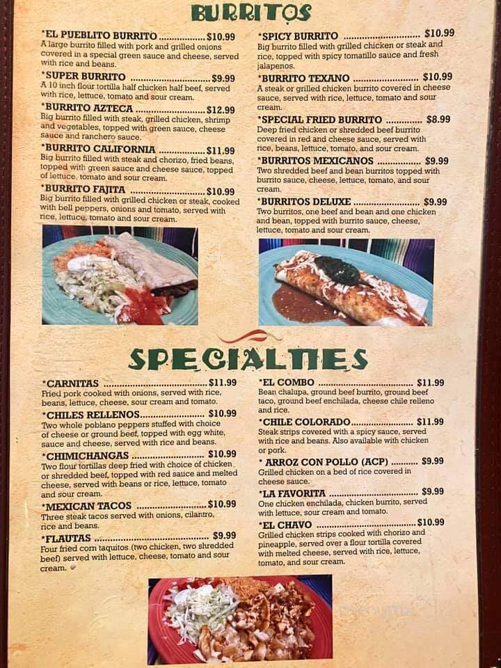 El Pueblito Mexican Cuisine - Uhrichsville, OH menu_pic