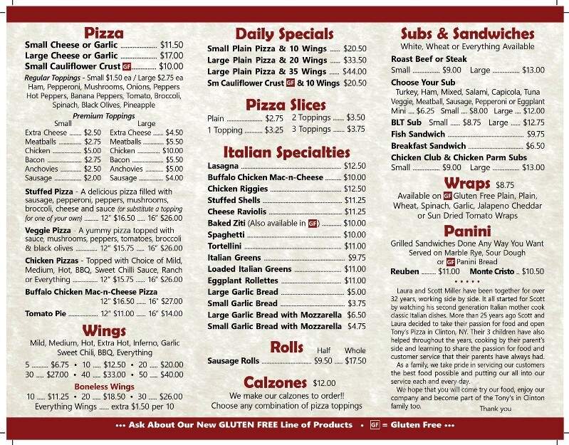 Tony's Pizzeria - Clinton, NY