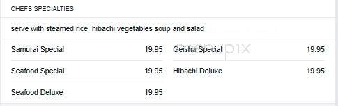 Hibachi Japanese Steakhouse - Charleston, WV menu_pic