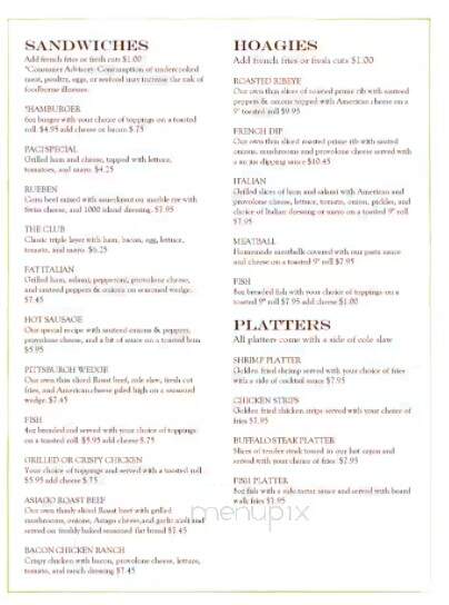 Paci's Lounge & Dining Room - Brownsville, PA menu_pic