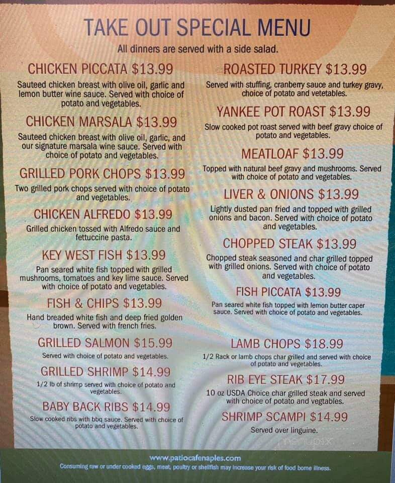 The Patio Cafe - Naples, FL menu_pic