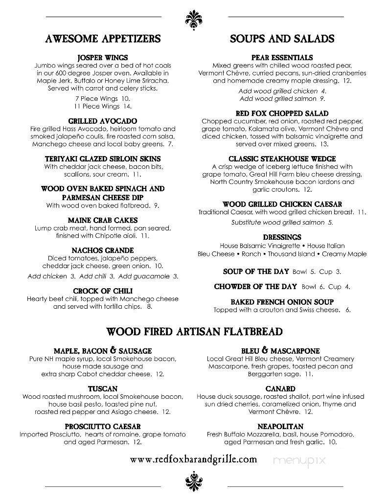 Red Fox Bar & Grille - Jackson, NH menu_pic