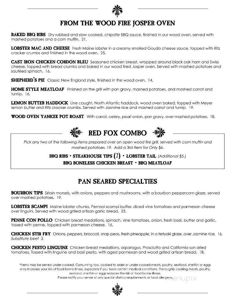 Red Fox Bar & Grille - Jackson, NH menu_pic