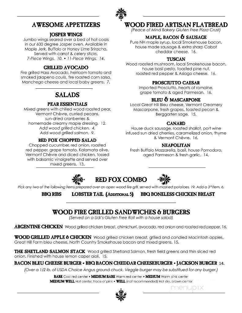 Red Fox Bar & Grille - Jackson, NH menu_pic