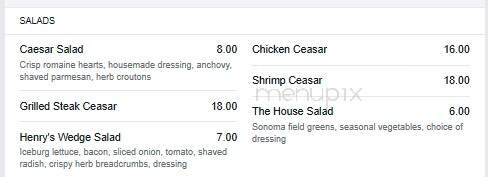 Henry's Steakhouse - Placerville, CA menu_pic