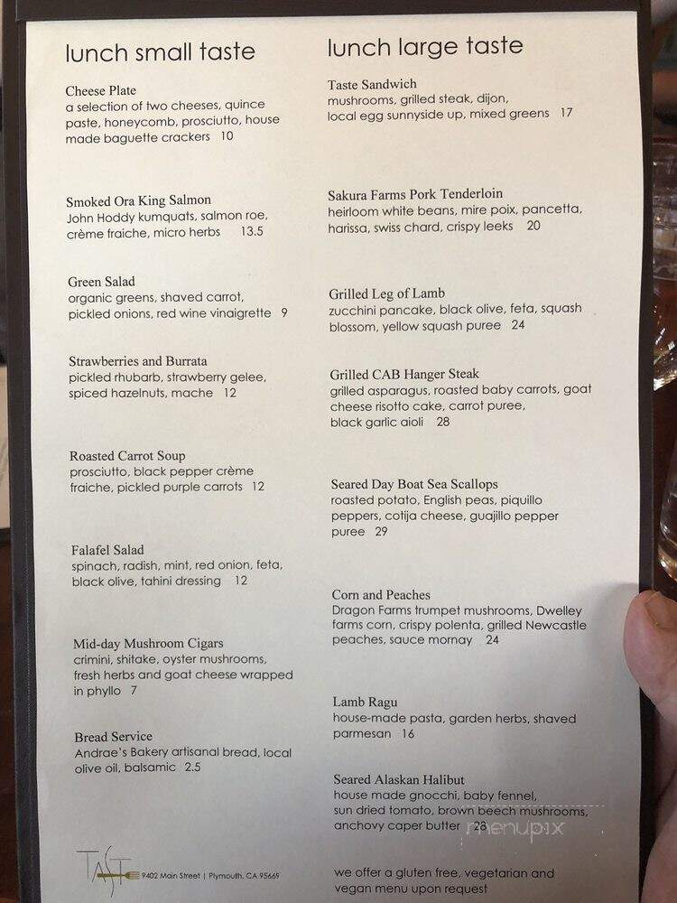 Taste Restaurant - Plymouth, CA menu_pic