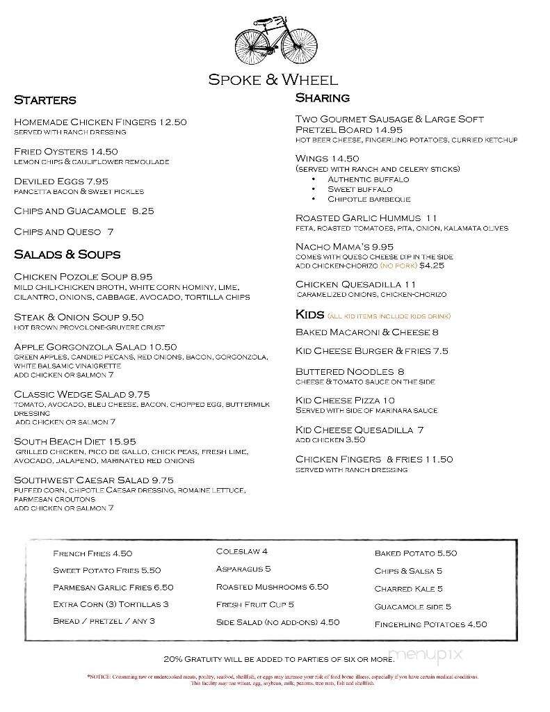 Spoke and Wheel Tavern - Sedona, AZ menu_pic