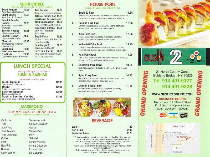 Sushi 22 - Goldens Bridge, NY menu_pic