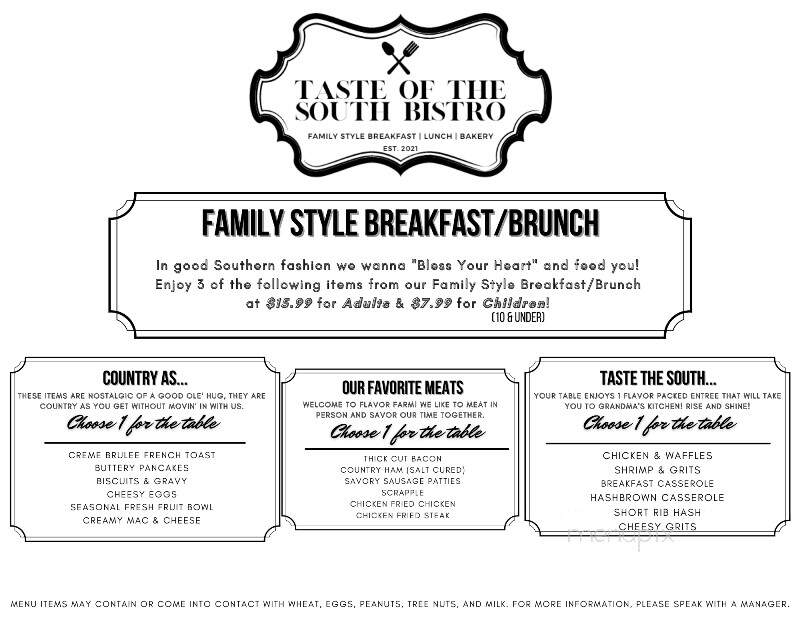 Taste of the South Bistro - Millsboro, DE menu_pic