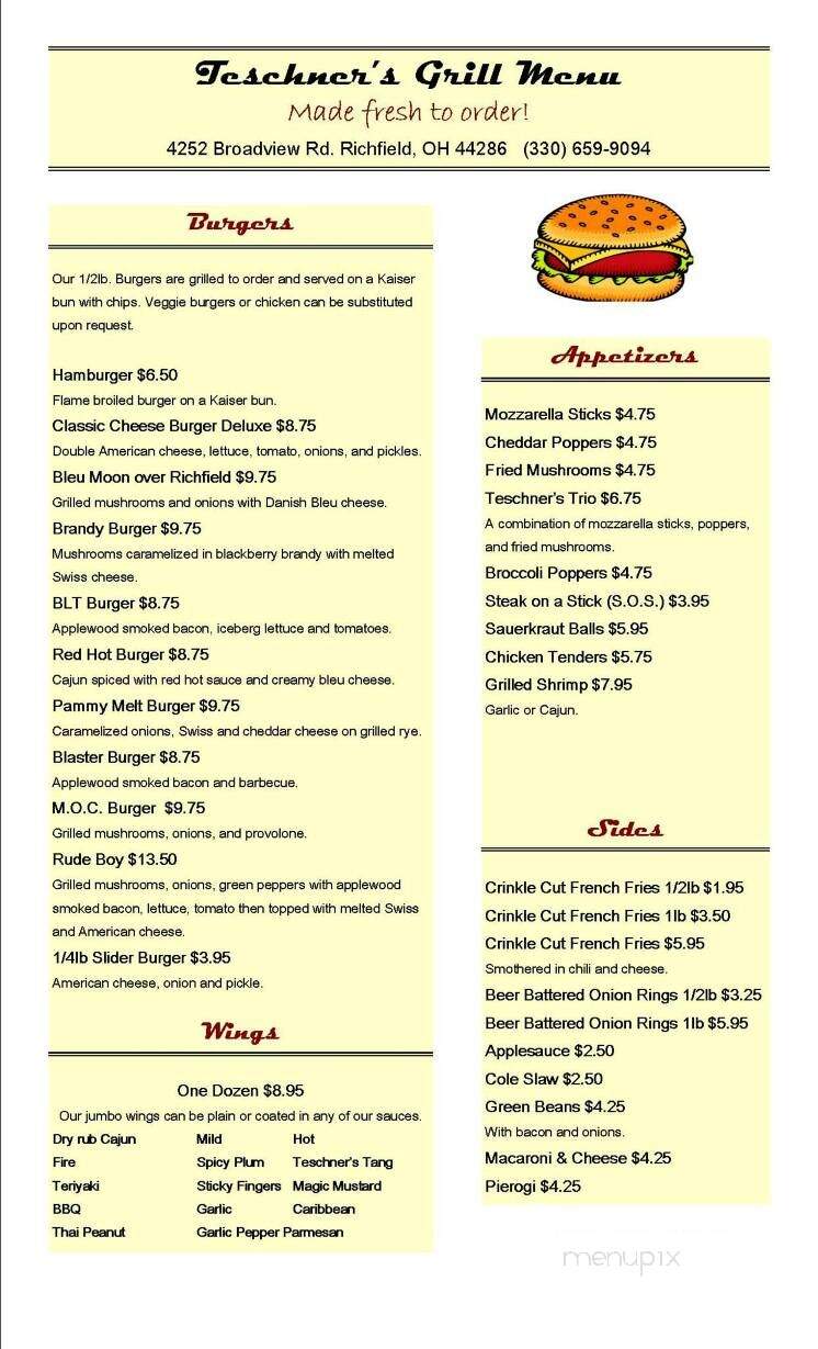 Teschner's Tavern - Richfield, OH menu_pic