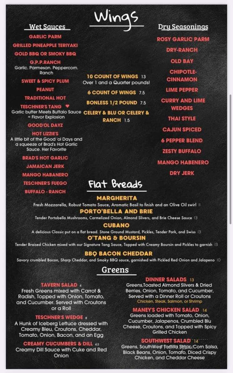 Teschner's Tavern - Richfield, OH menu_pic
