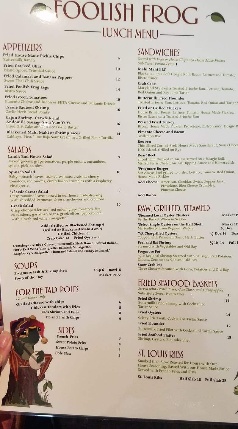 Foolish Frog - Saint Helena Island, SC menu_pic