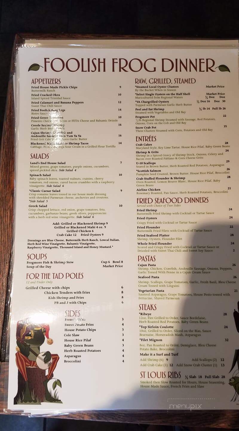 Foolish Frog - Saint Helena Island, SC menu_pic