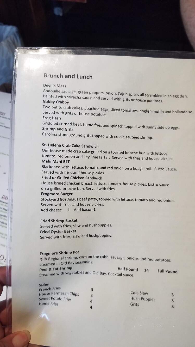 Foolish Frog - Saint Helena Island, SC menu_pic
