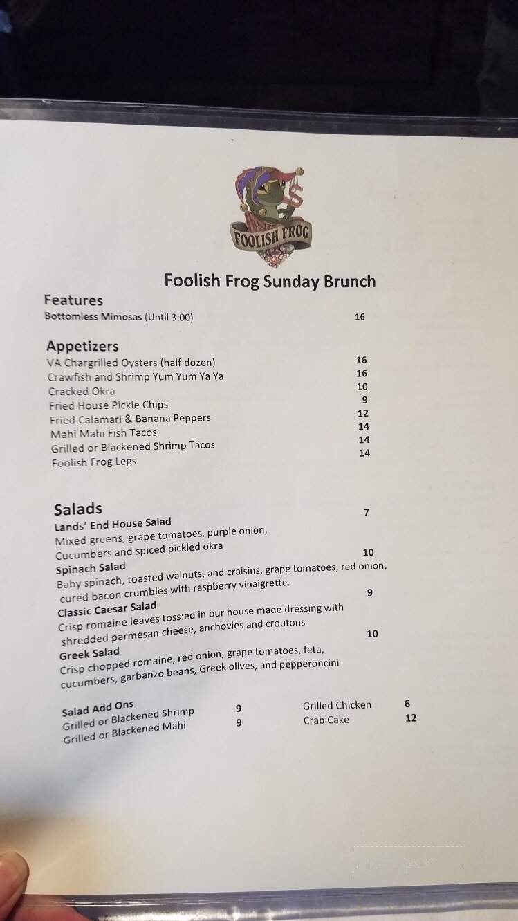 Foolish Frog - Saint Helena Island, SC menu_pic