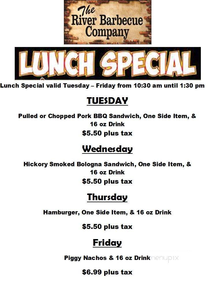 The River Barbecue Company - Adamsville, TN menu_pic