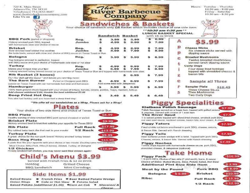 The River Barbecue Company - Adamsville, TN menu_pic