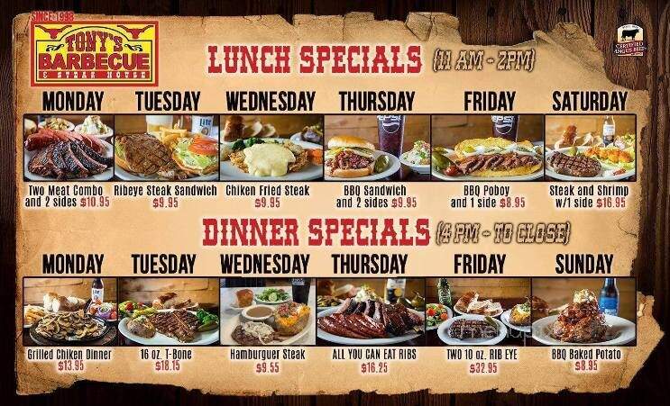 Tonys Barbecue & Steakhouse - Beaumont, TX menu_pic
