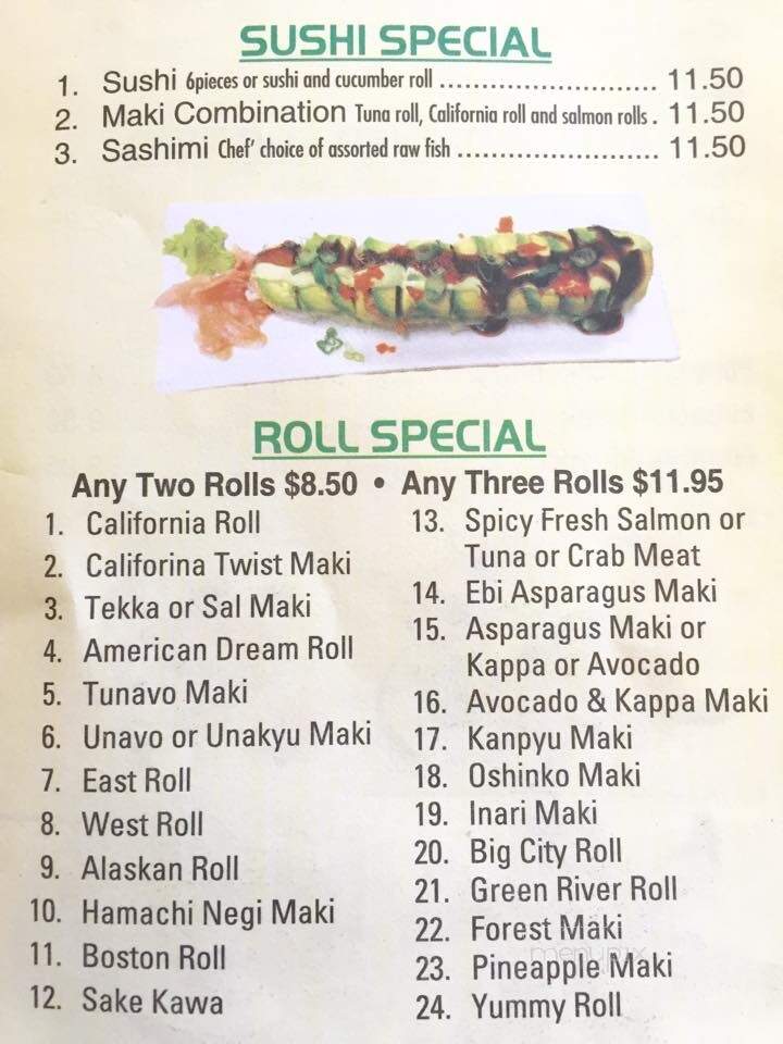 Yo Shi - Delavan, WI menu_pic