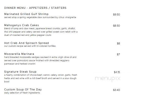 Mahogany's at the Crowne Plaza - Knoxville, TN menu_pic
