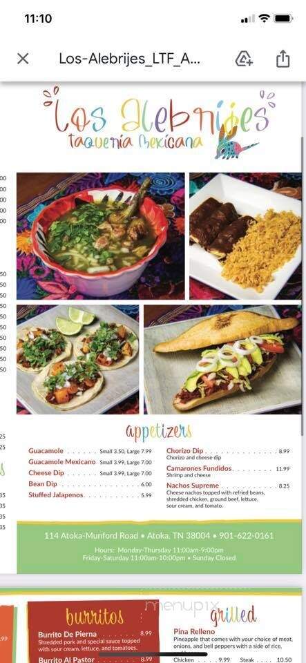 Los Alebrijes - Atoka, TN menu_pic