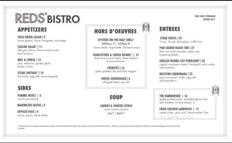 Reds' Bistro - Loomis, CA menu_pic